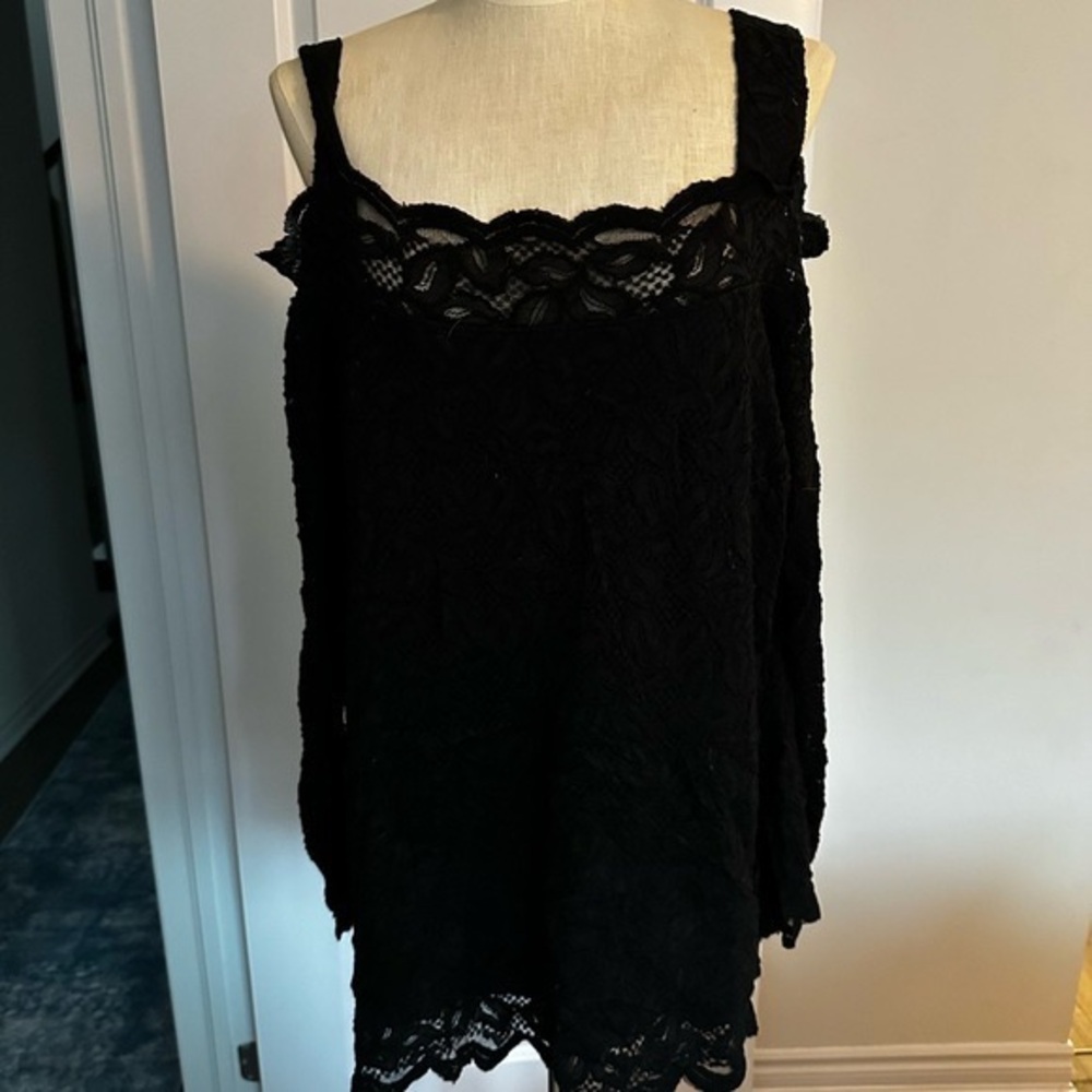 Black Lace OffShoulder Top with long sleeves